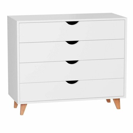 HOMEROOTS 35 in. Solid Wood Four Drawer Standard Dresser, White 489233